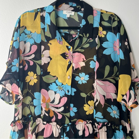 UMGEE Women’s Size Lg Short Sleeve Floral Blouse - Picture 4 of 11